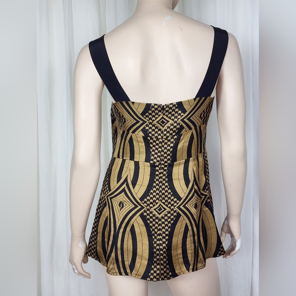 Nanette Lepore silk black gold goddess tank top blouse 10 - Picture 4 of 7